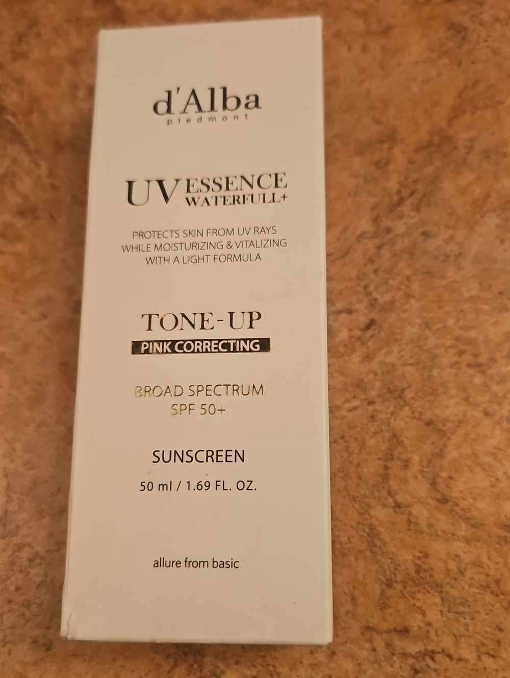 New d'Alba UV Essence Waterfull+ Tone-Up Pink Correcting Sunscreen SPF50+ 50ml